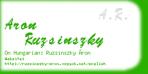 aron ruzsinszky business card